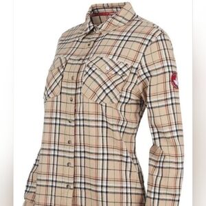 Canada Weather Gear Women's Unlined Flannel, Tan & Black, SMALL